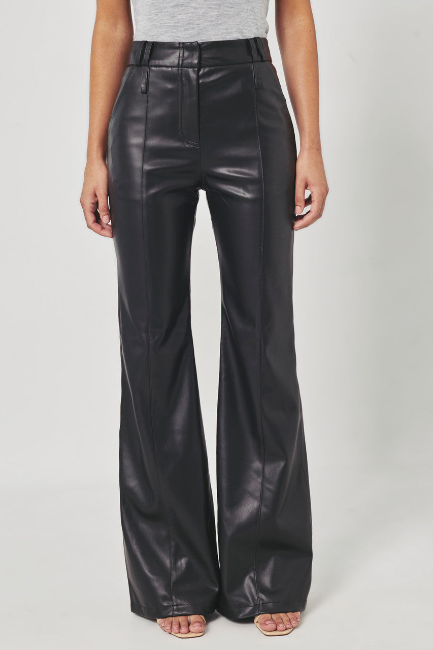 JADE. Faux leather flared trouser