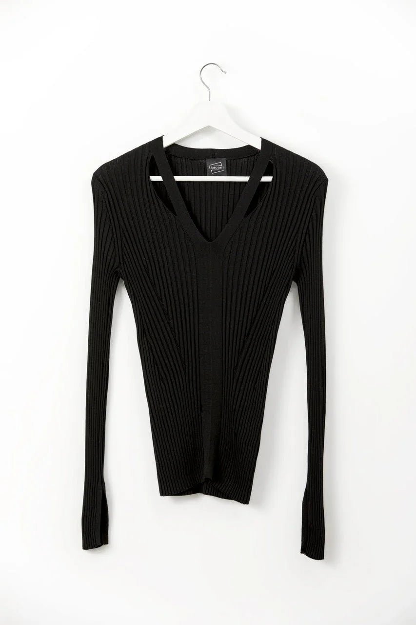 ALICE.Ribbed long sleeve top - UPTOANI