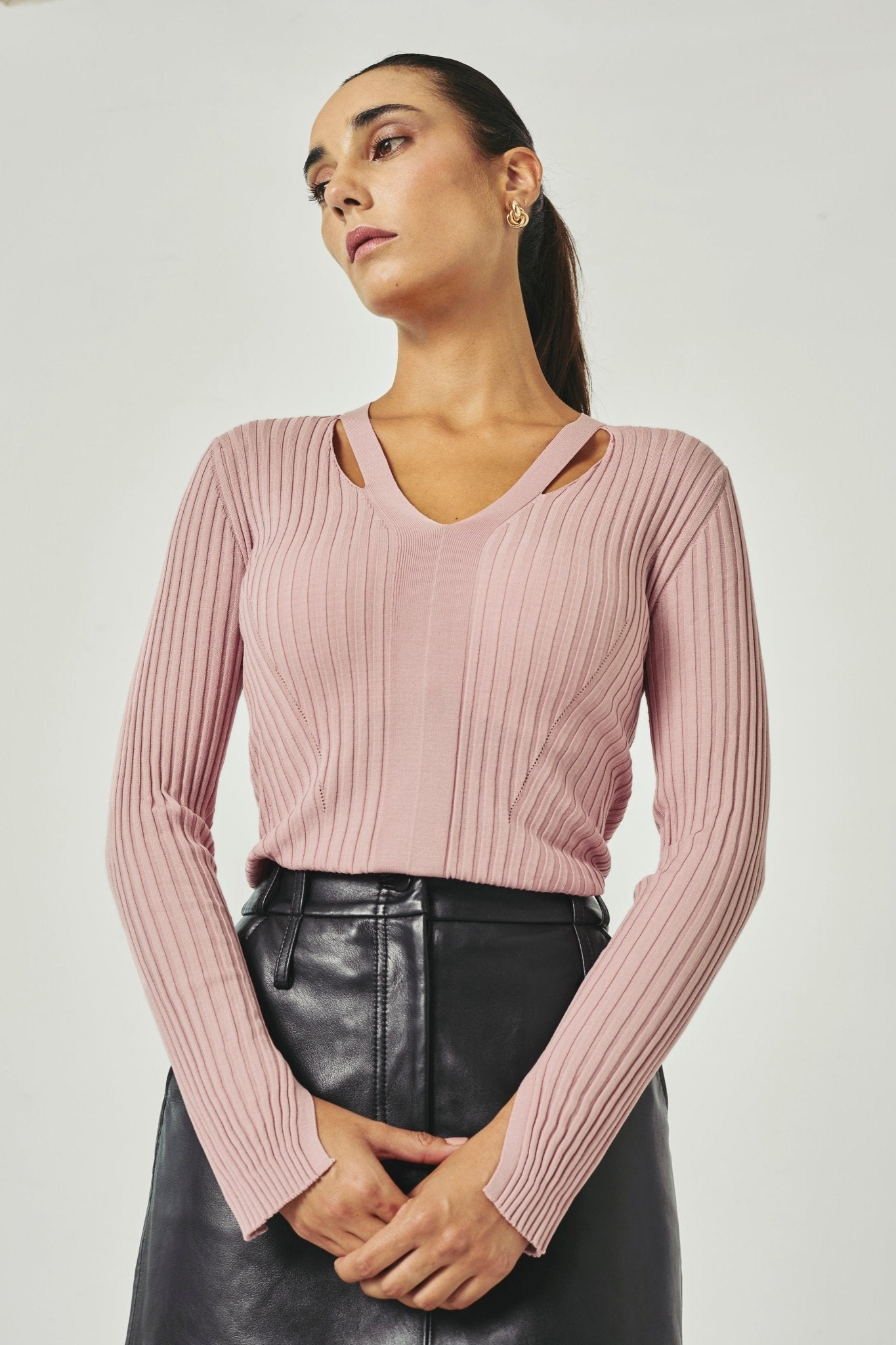 ALICE Ribbed long sleeve top - UPTOANI