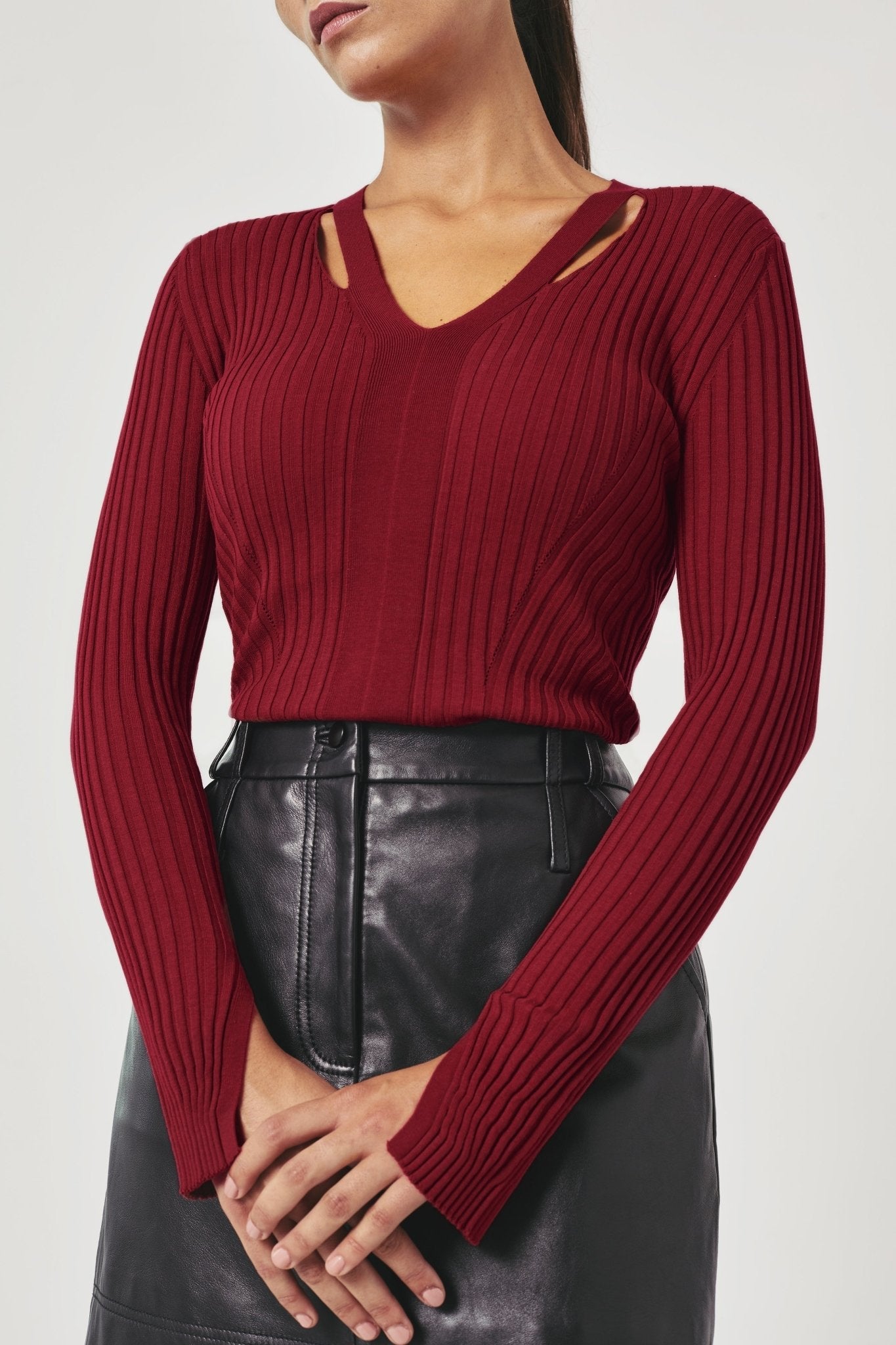 ALICE Ribbed long sleeve top - UPTOANI