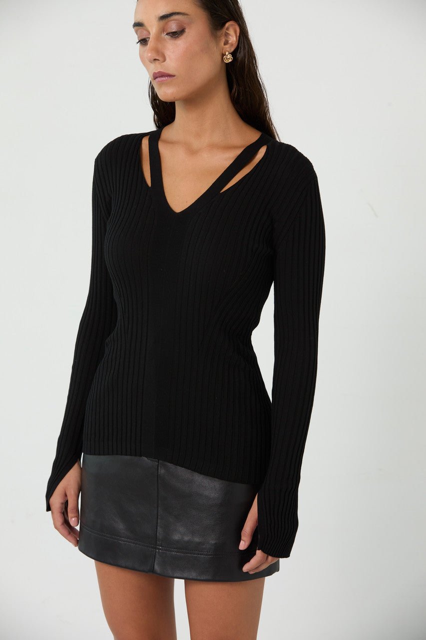ALICE.Ribbed long sleeve top - UPTOANI