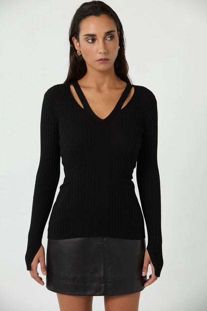 ALICE.Ribbed long sleeve top - UPTOANI