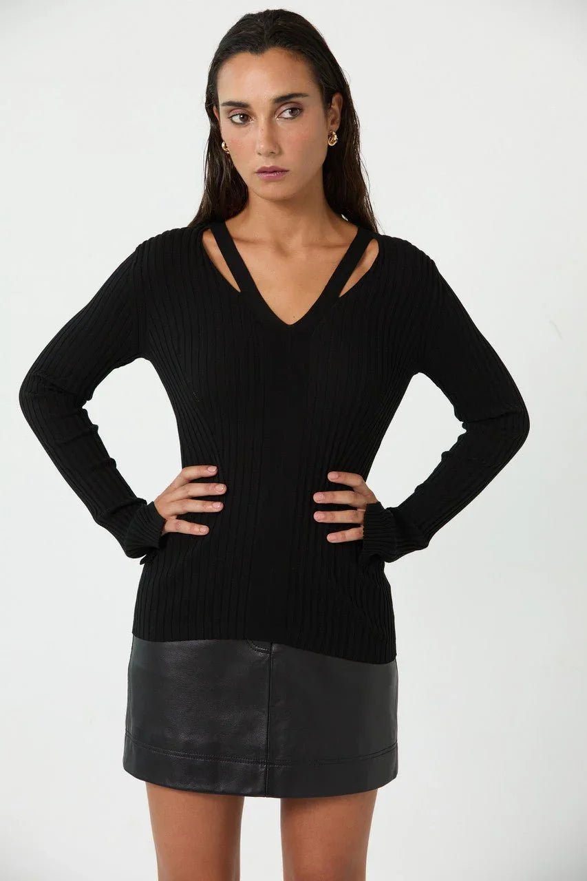 ALICE.Ribbed long sleeve top - UPTOANI