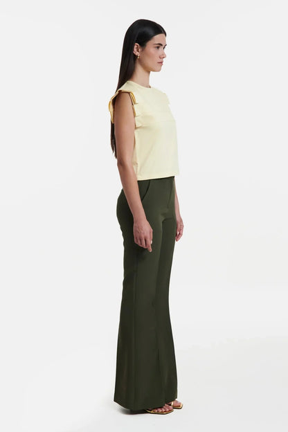 Chiara.Yellow Sleeveless Pleated Top - UPTOANI