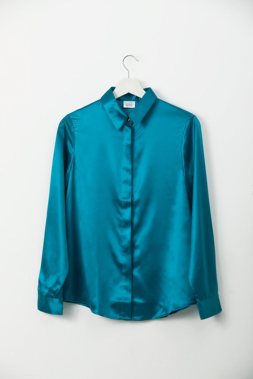 FIBI. Blue Silk Shirt - UPTOANI