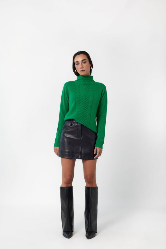 LIA 100 % Cashmere Jumper - GREEN - UPTOANI