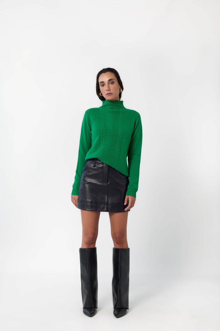 LIA. 100 % Cashmere Jumper - GREEN - UPTOANI