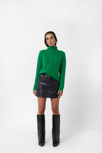 LIA. 100 % Cashmere Jumper - GREEN - UPTOANI