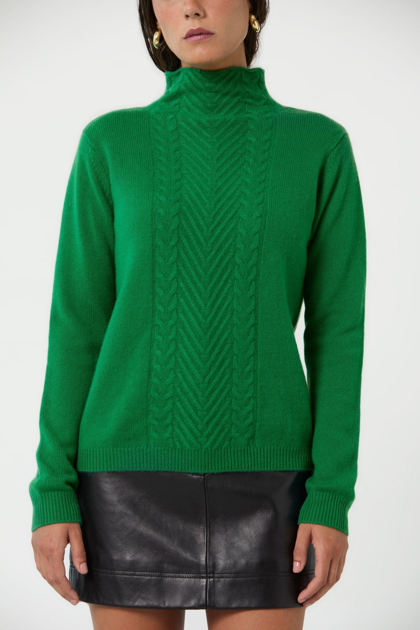 LIA 100 % Cashmere Jumper - GREEN - UPTOANI