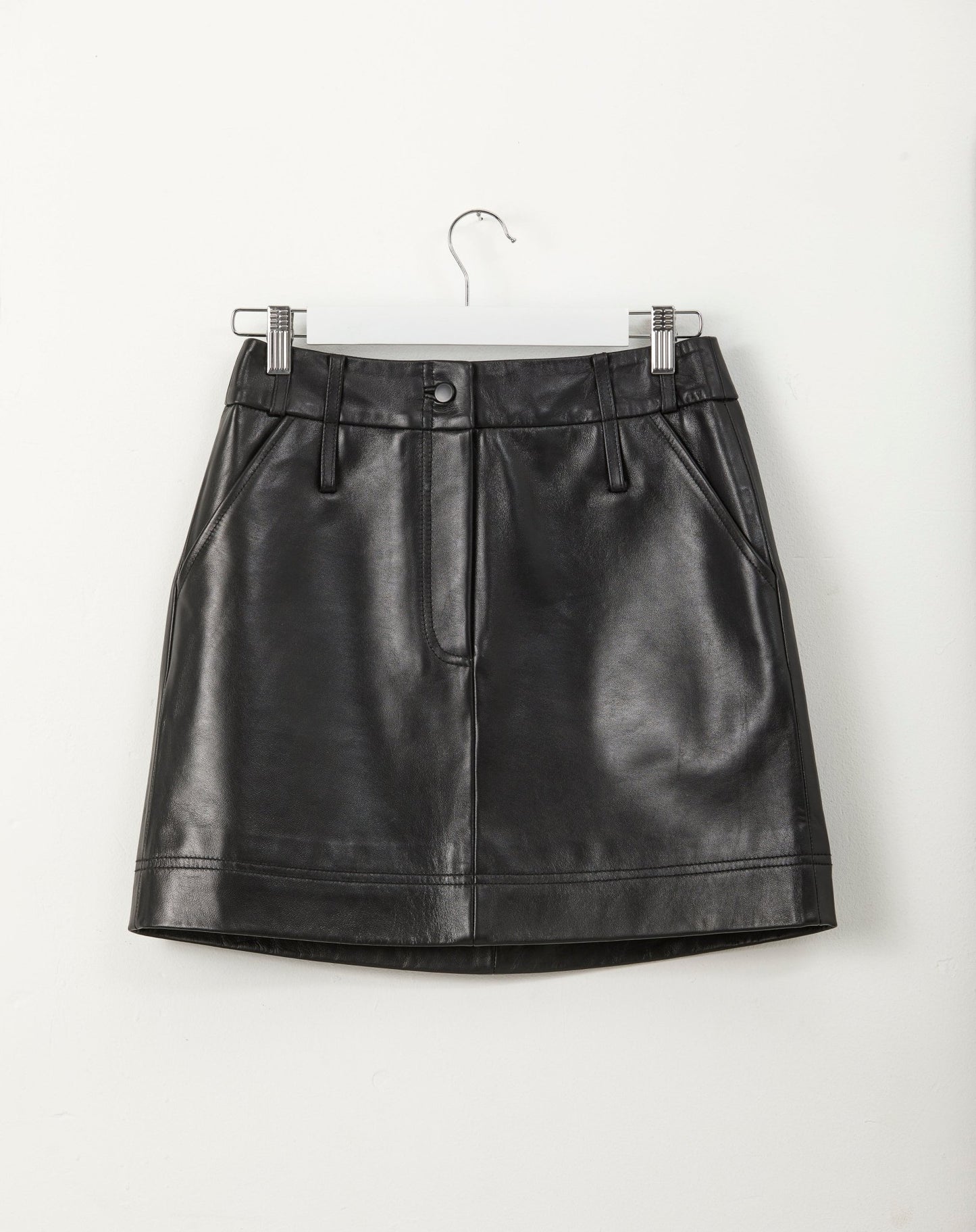LIZ High Waisted Black Leather Skirt - UPTOANI