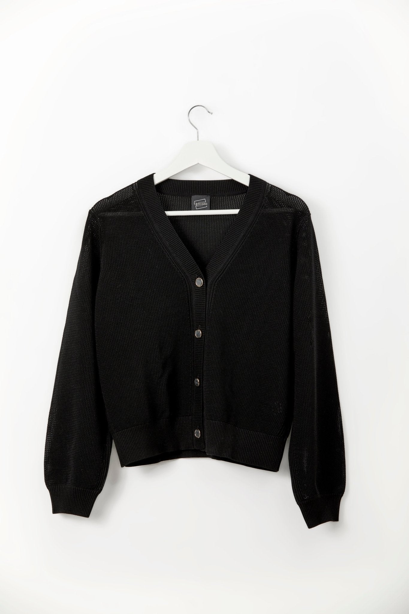 LUNA Black Open - Knit Cardigan - UPTOANI