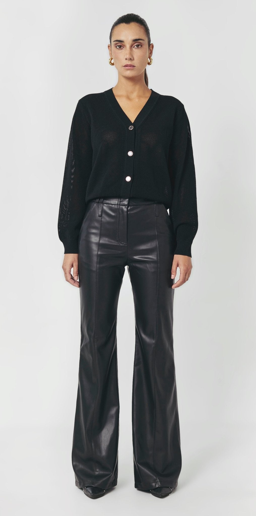 LUNA Black Open - Knit Cardigan - UPTOANI