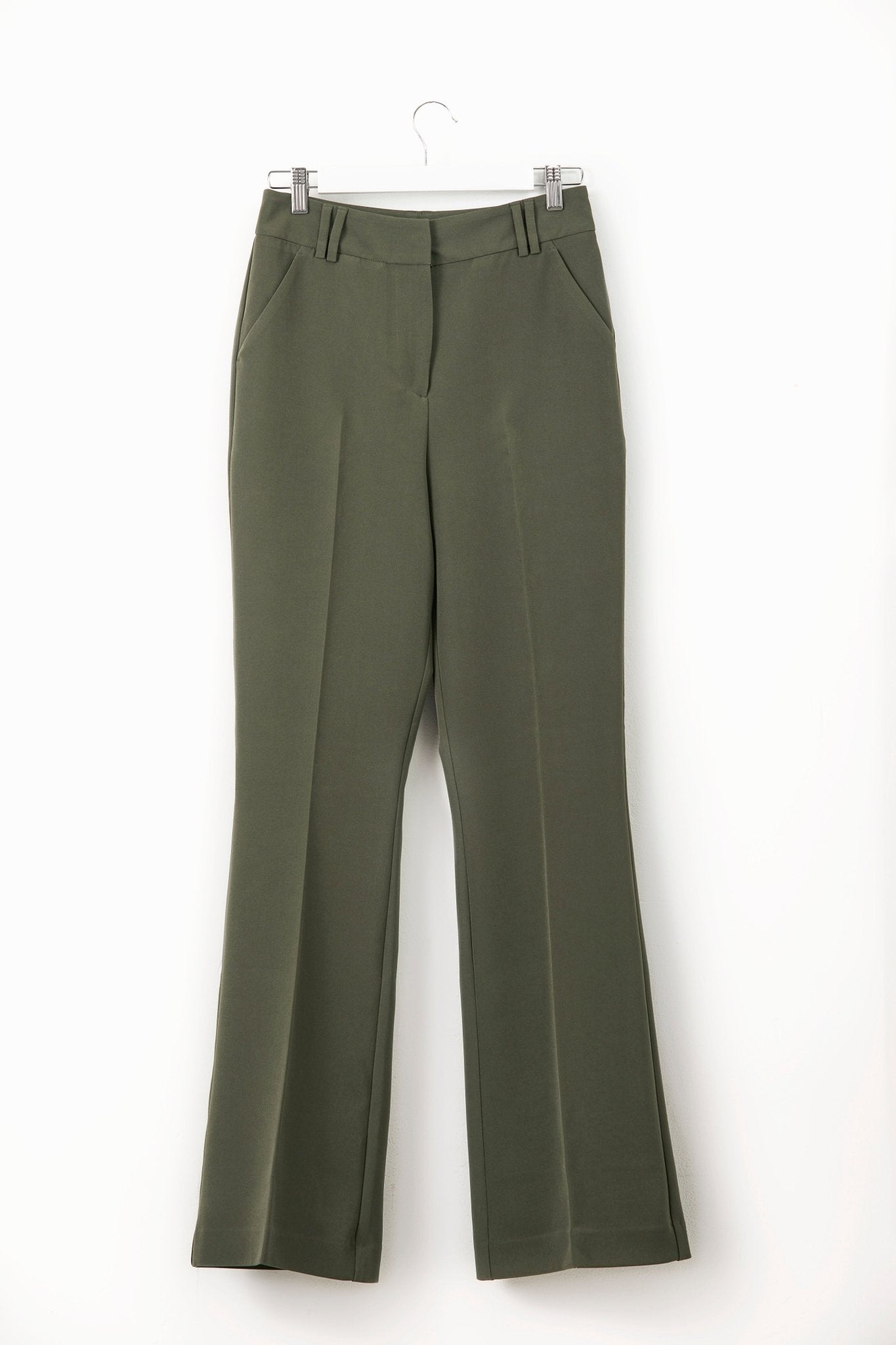 MIA Army Khaki High Waisted Flared Trousers - UPTOANI