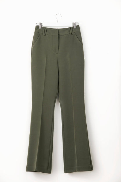 MIA Army Khaki High Waisted Flared Trousers - UPTOANI