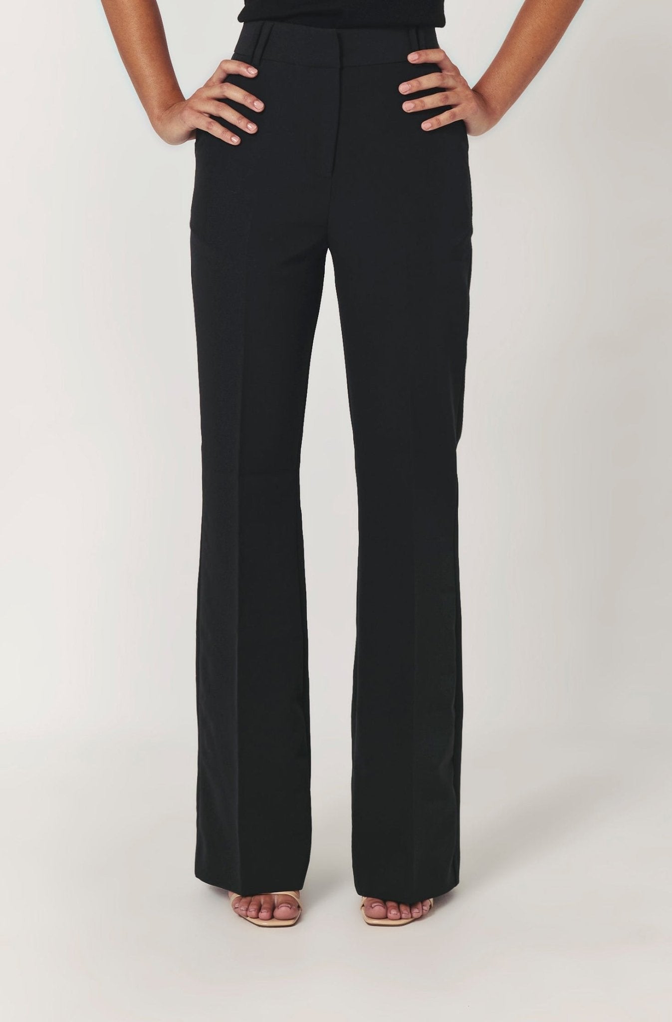 MIA Black High-Waisted Flared Trousers UPTOANI MIA Black High-Waisted Flared Trousers UPTOANI
