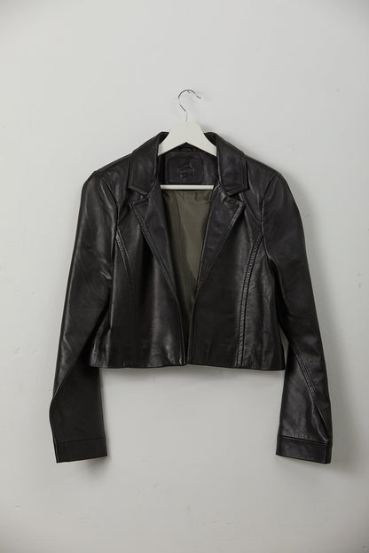 SOPHIA Black Leather Blazer - UPTOANI