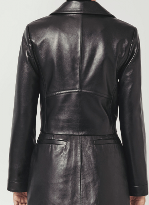 SOPHIA. Black Leather Blazer - UPTOANI